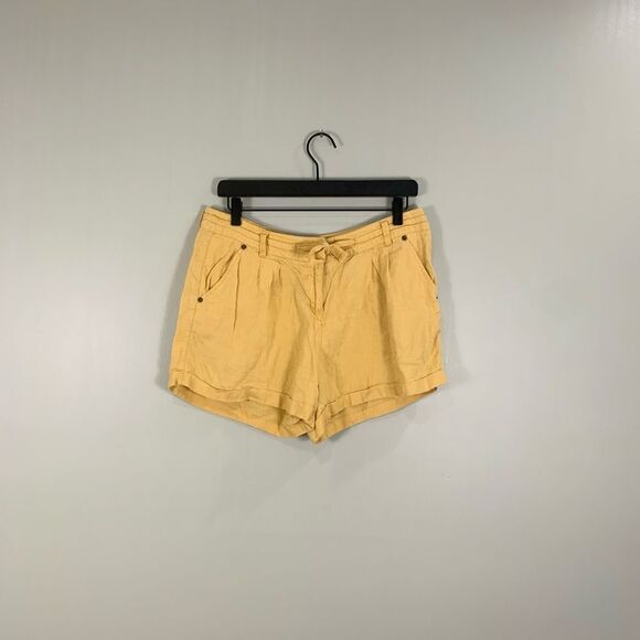 Atmosphere yellow 100% linen shorts UK size 12 - Picture 1 of 8
